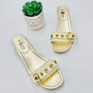 The Original Car Shoe Y2K Kitten Block Heel Buckle Leather Sandals